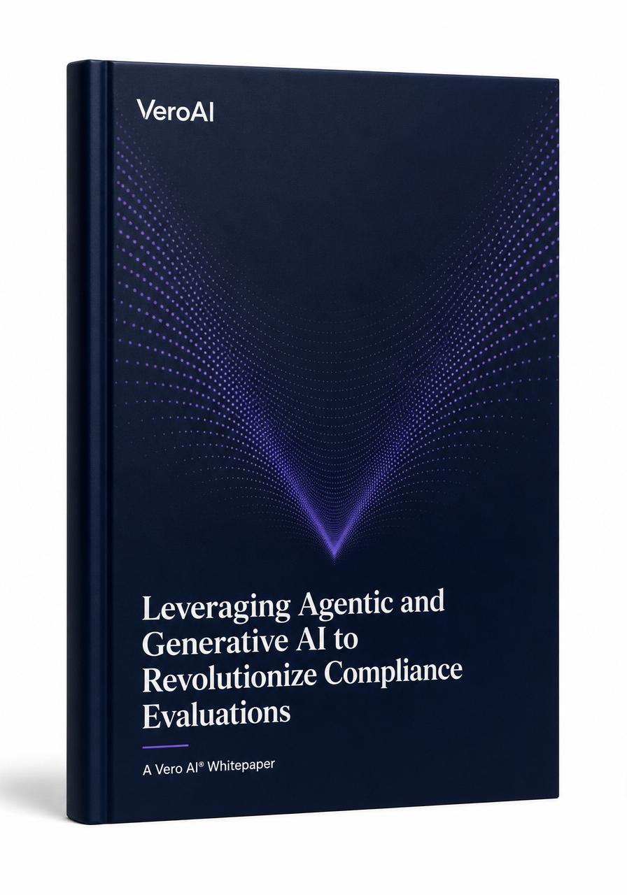 Cover of the Vero AI whitepaper Leveraging Agentic and Generative AI to Revolutionize Compliance Evaluations